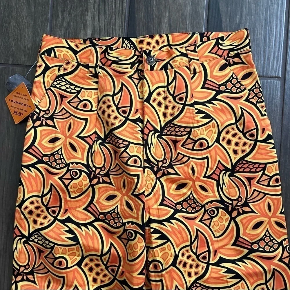 NWT Loudmouth Golf Chirp Chirp Men’s Jogger Golf Pants in Orange Black Sz 30